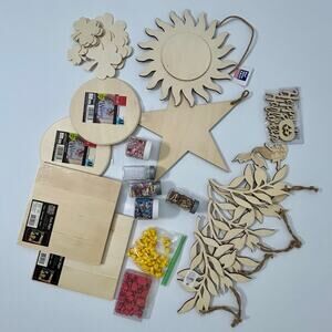 Craft Supplies Lot Wood Plaques Halloween Wooden Ladybug Duck Unpainted Painting